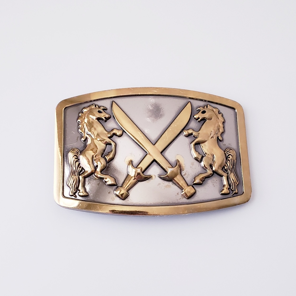Vintage Silver-tone Lion and Swords Buckle - Picture 6 of 6